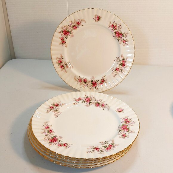 Vtg 1961 Royal Albert Lavender Rose Bone China Dinner Plates 10in - Lot of 6 - Picture 1 of 4